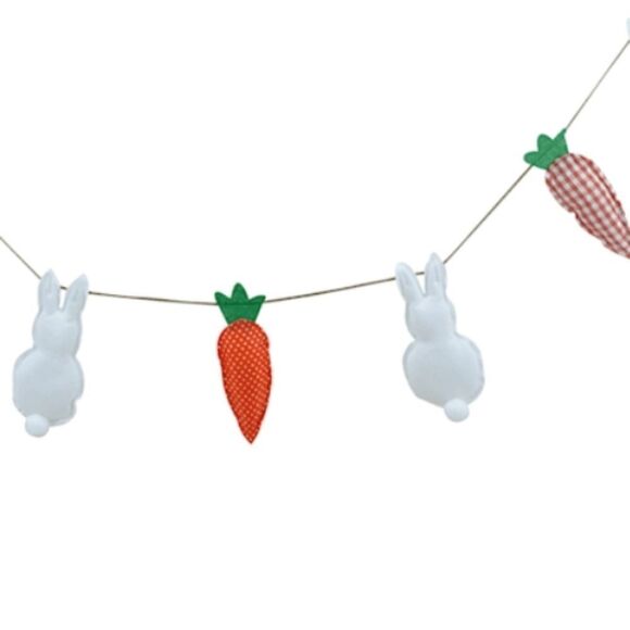 NWT 6ft Spring Easter Bunny Carrots Fabric Home Decor Garland - Picture 6 of 6